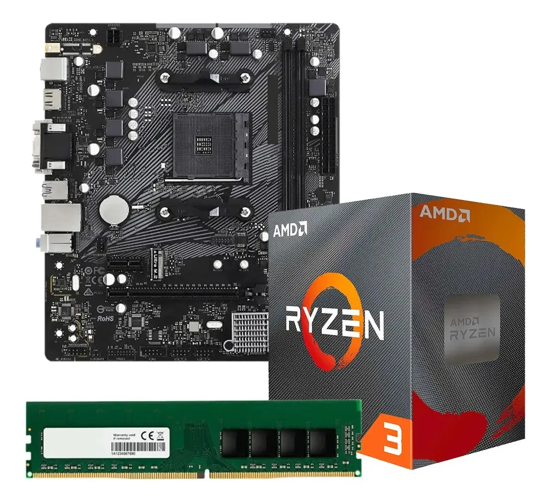 Combinação de atualização Amd Ryzen 3 3200g + A520m Am4 + 8gb Ddr4, cor preta