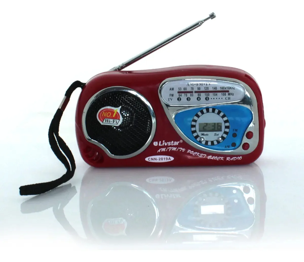 Rádio Portátil Am/fm/tv Livstar Cnn-2019a Vermelho