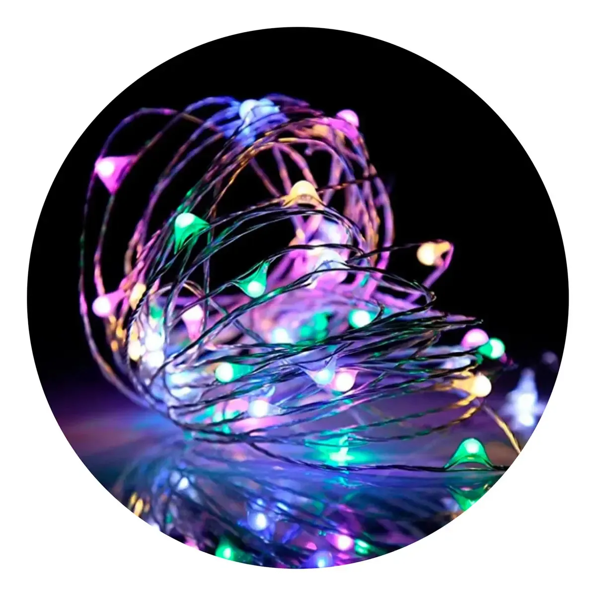Luzes LED Wire Garland, decorações, 10 metros, cores quentes, luzes LED multicoloridas, multicoloridas