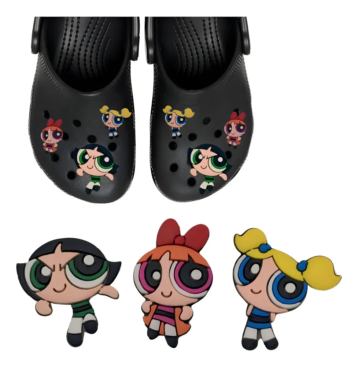 Bottons Meninas Superpoderosas para Crocs: Kit com 6 Unidades Coloridas