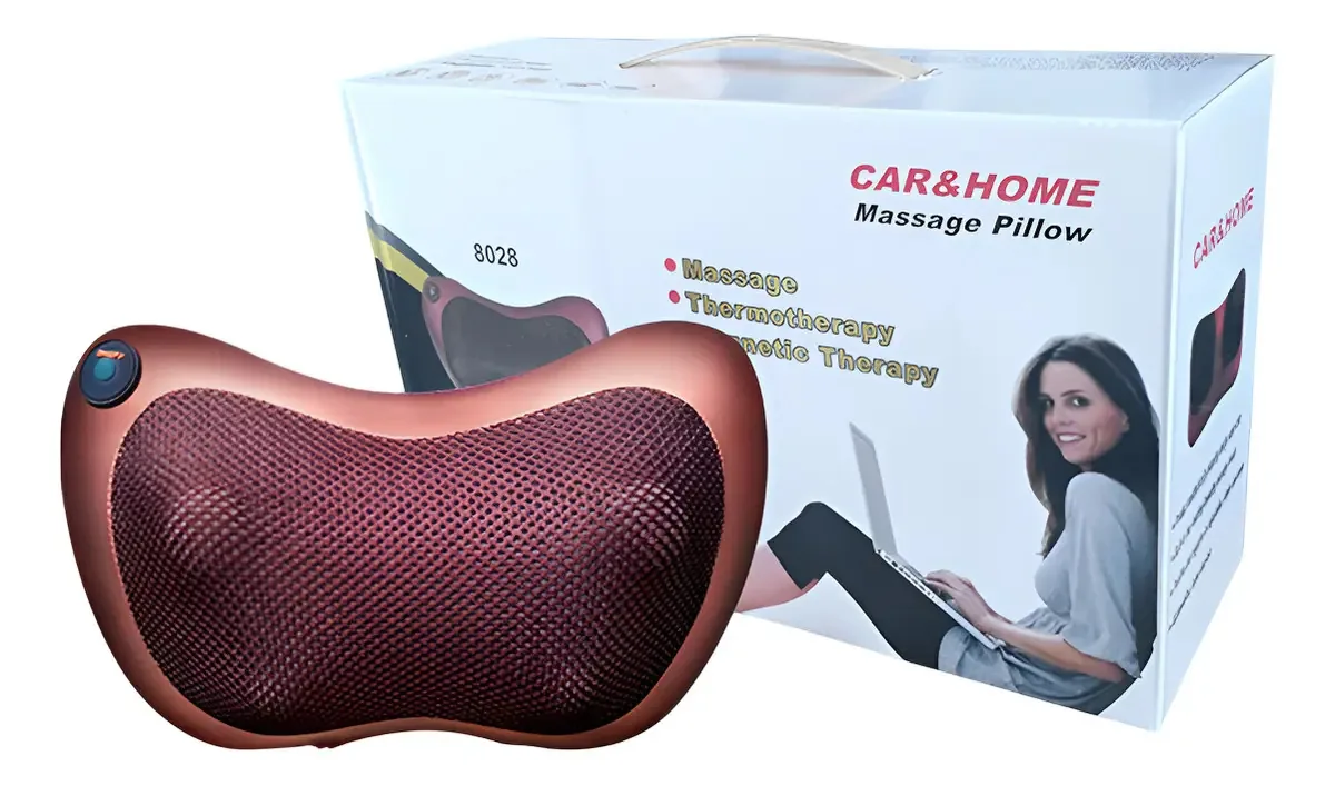 Almofada massageadora elétrica lombar marrom para pescoço e pernas
