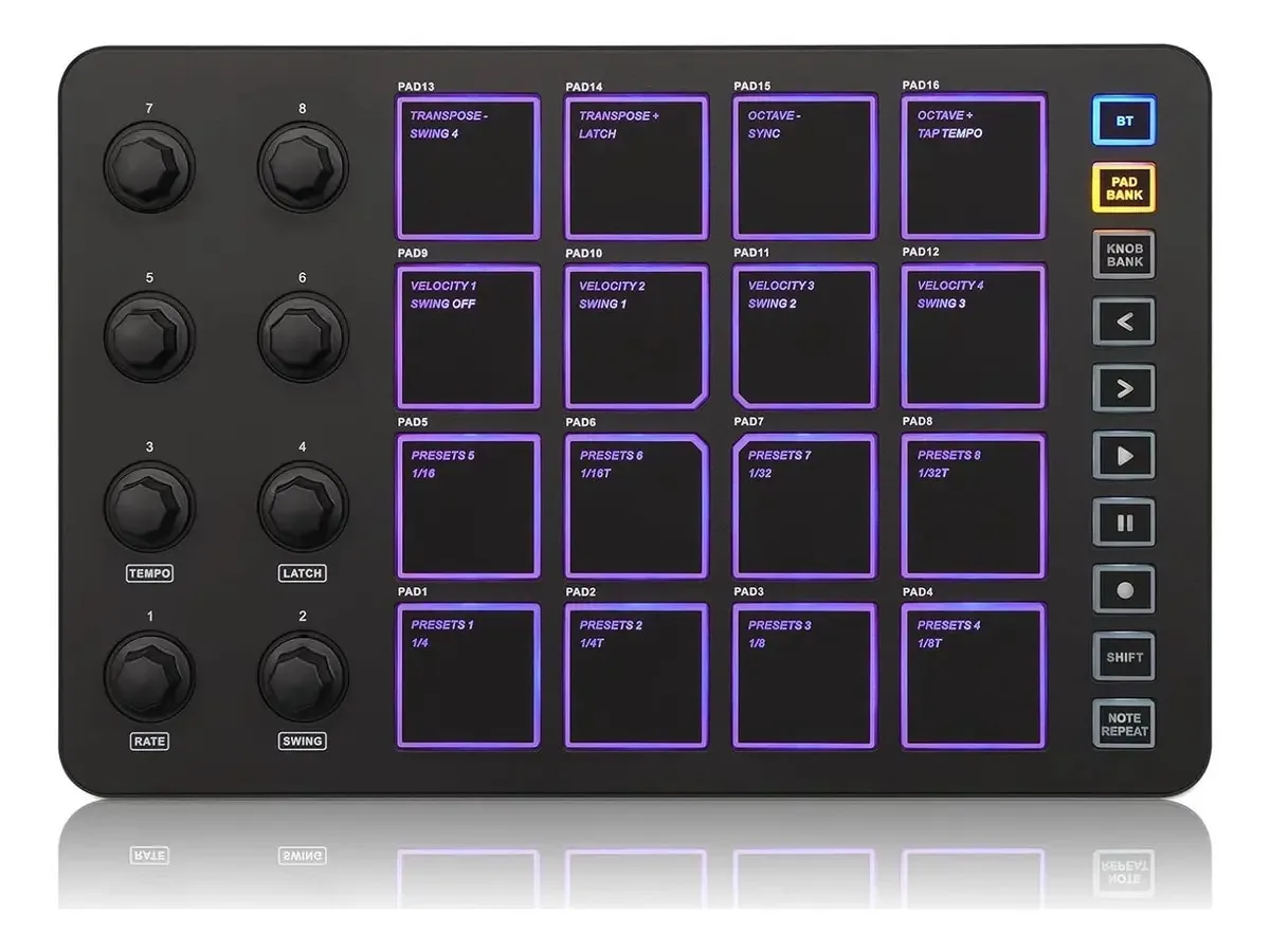 Controlador Midi sem fio Bluetooth M-wave K5 de 16 pads