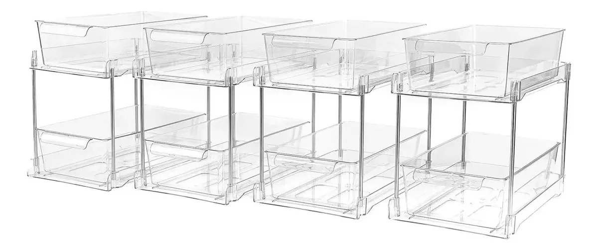 Pacote com 4 organizadores de armazenamento Zero Zoo Clear de 2 camadas