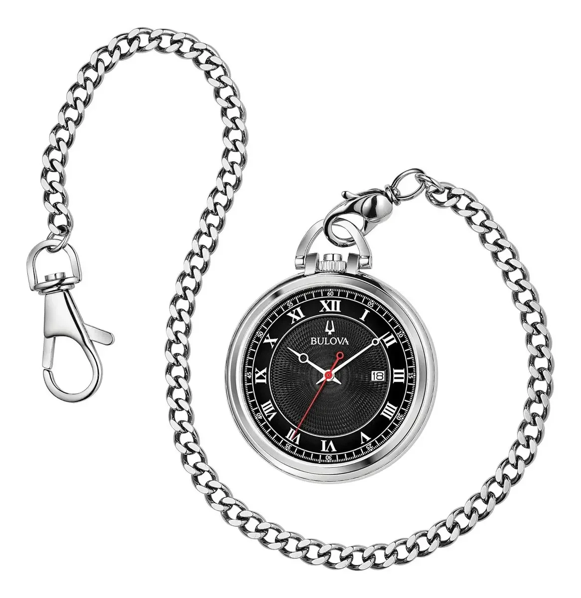 Relógio de bolso Bulova de aço inoxidável com 3 alças