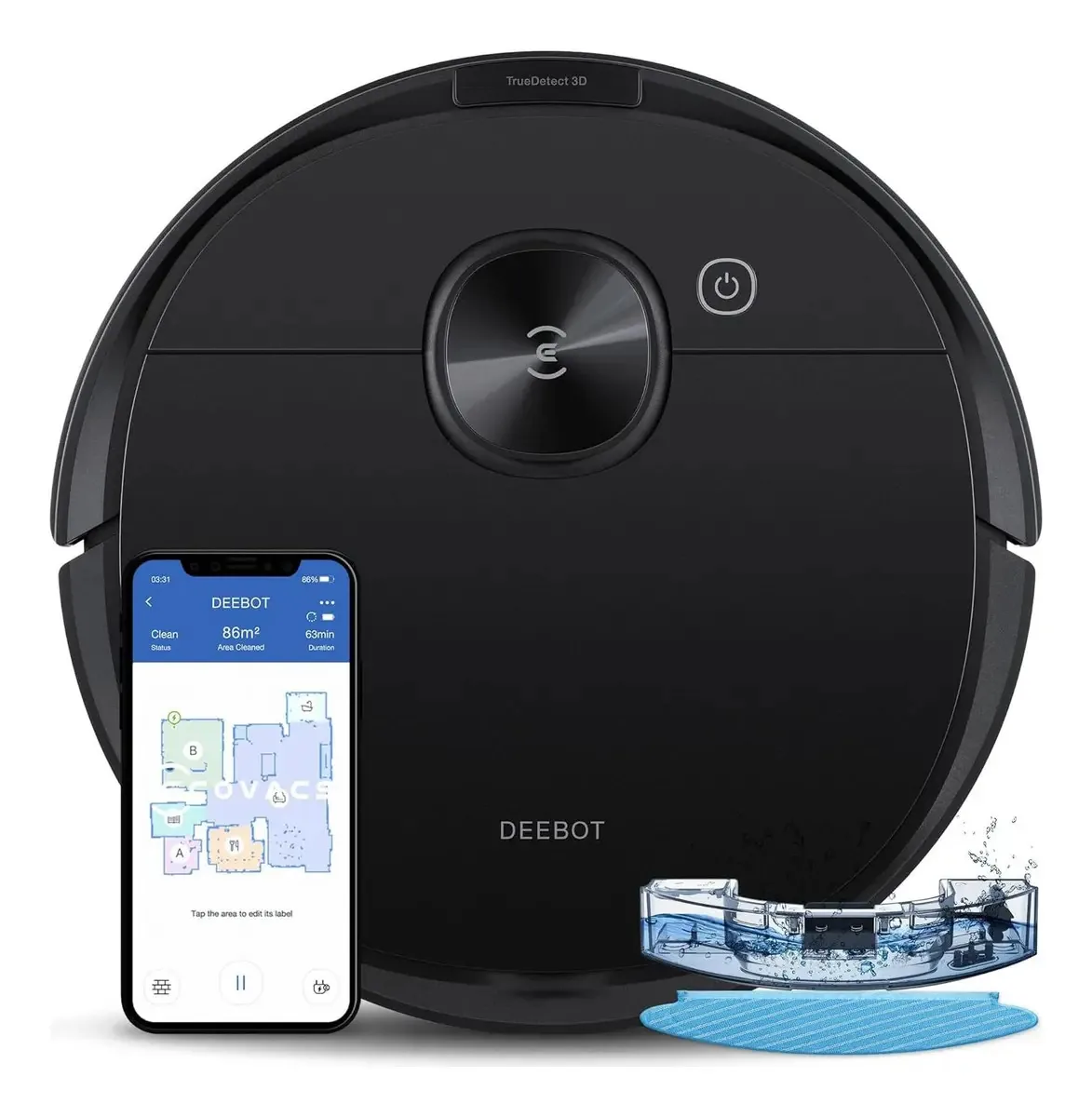 Aspirador robô preto Ecovacs N8 Pro