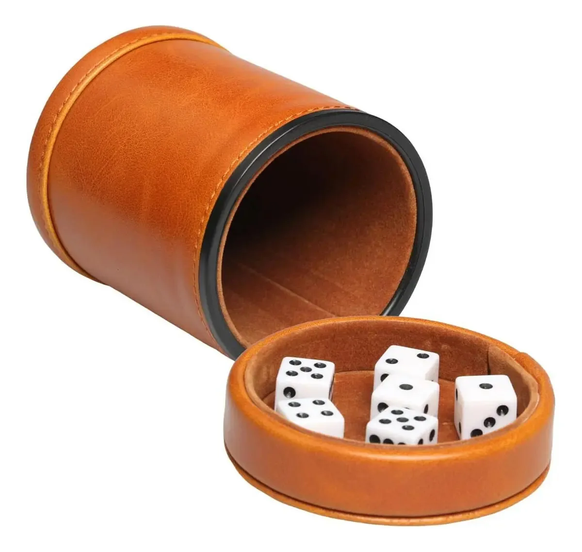 Copo de dados Reriver com tampa e 6 dados marrons