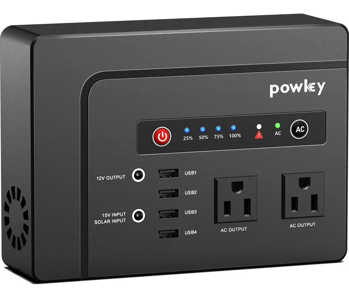Gerador solar portátil Powkey 200w 146wh com 7 portas
