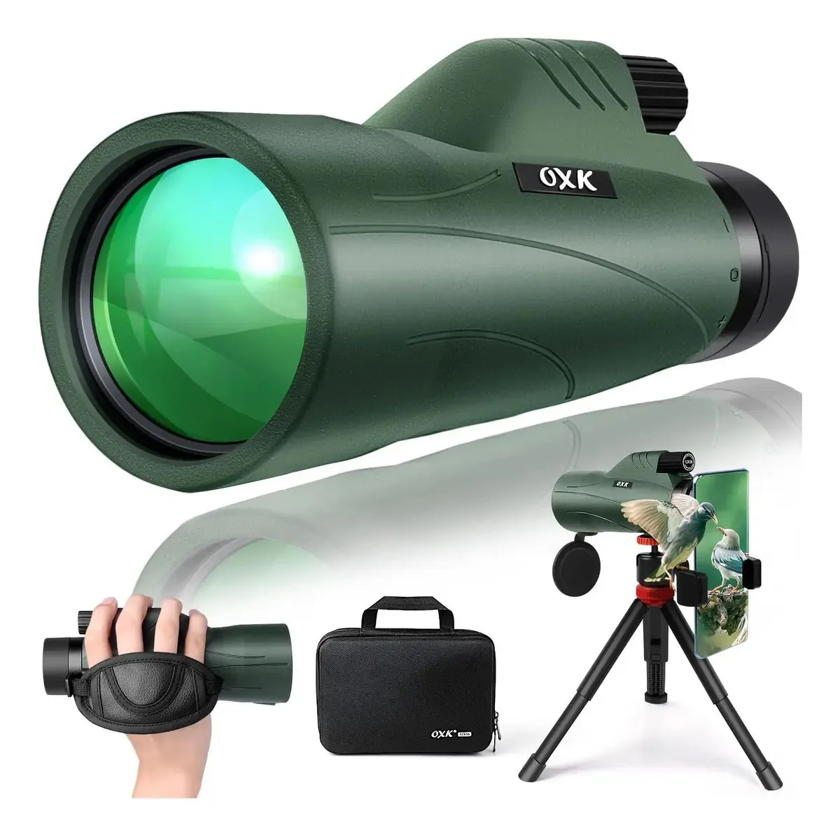 Telescópio monocular Oxk 12x56 com adaptador e tripé