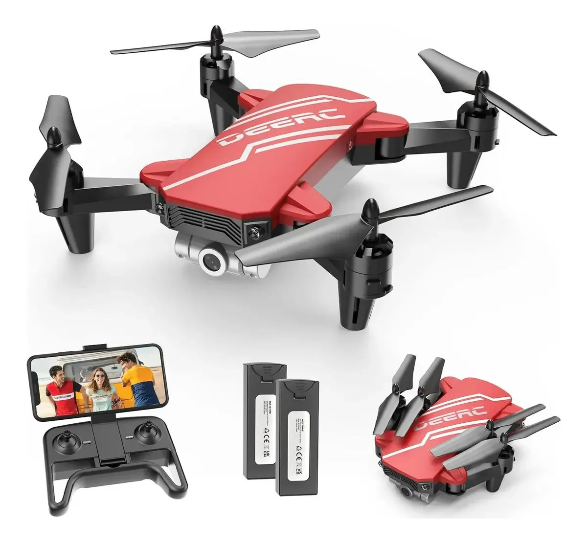 Drone Mini Deerc D20 com câmera HD 720p e 2 baterias
