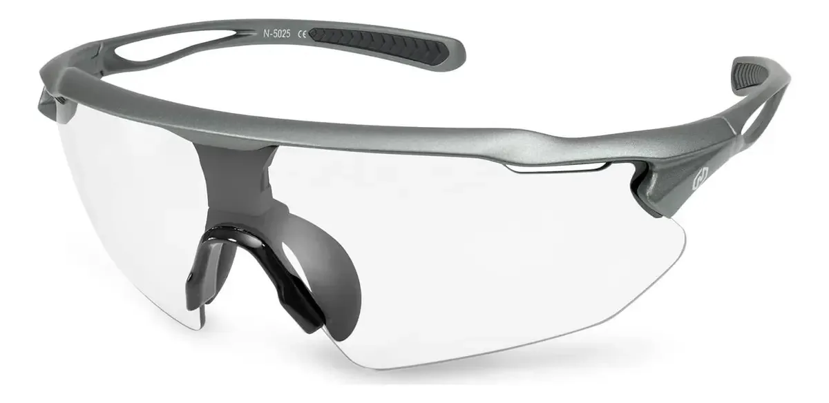 Óculo esportivo Nordik N-502 - óculos fotocromáticos claros de plástico com tratamento da lente clássica armação de plástico - armação cinza fosco e hastes de goma - cinza
