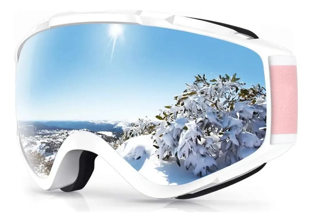 Óculos de esqui e snowboard sem gênero Findway Óculos de esqui Findway OTG com moldura branca e lente colorida, lente prateada vlt 21%