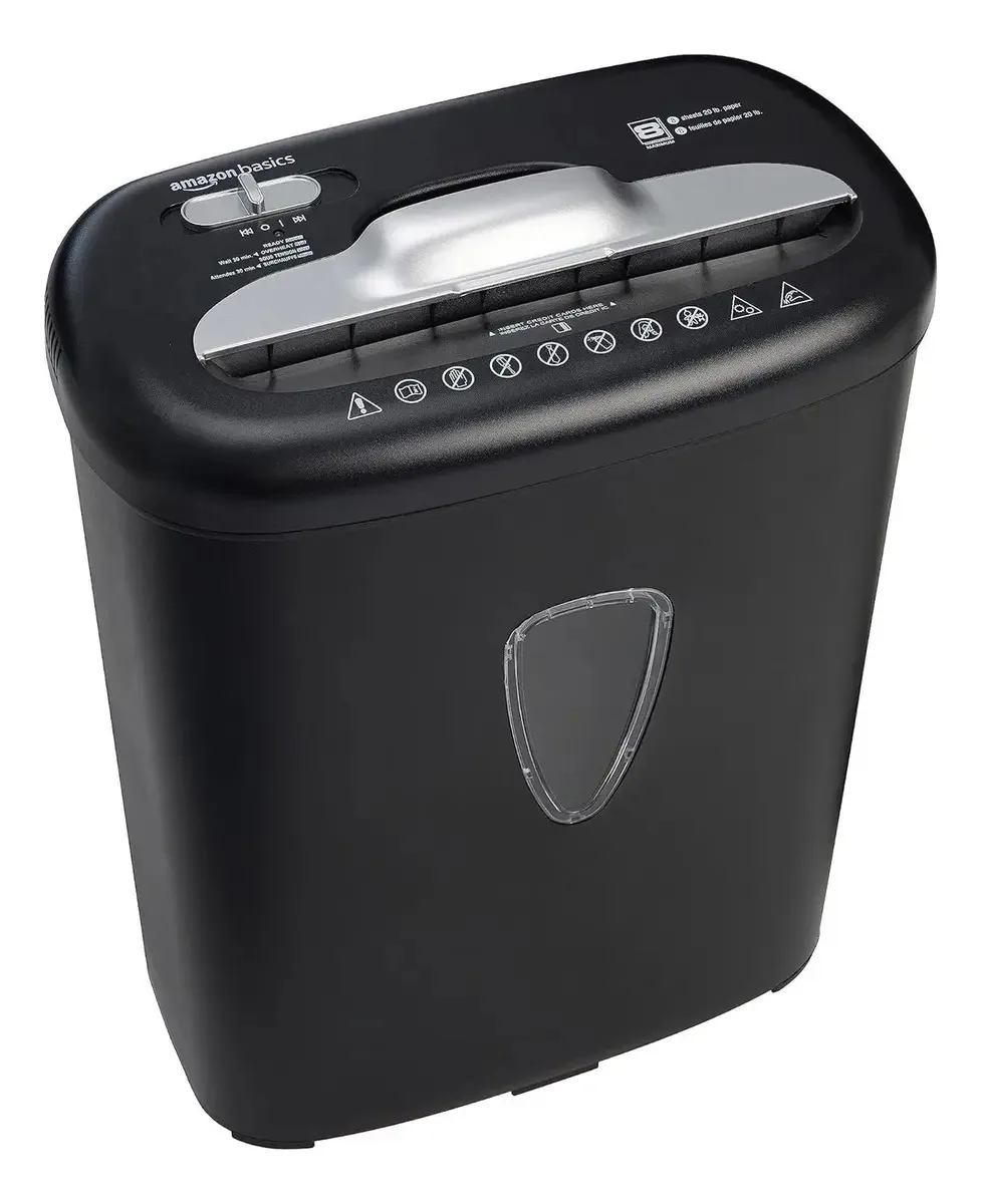 Triturador de papel preto Amazon Basics AU860xa de 8 folhas