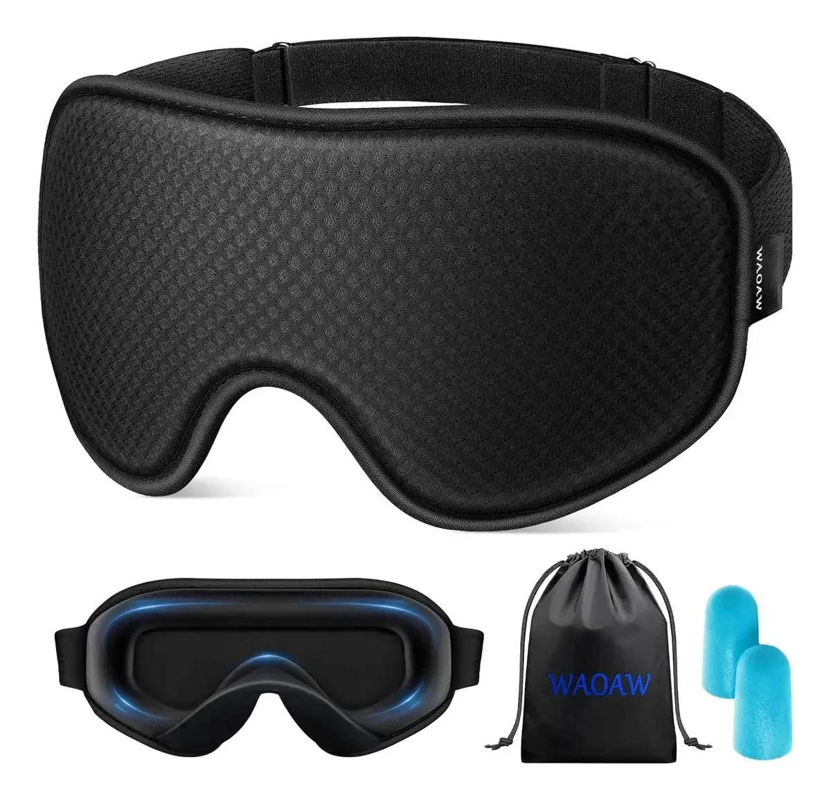 Máscara de dormir ajustável Waoaw 3d para dormir e viajar