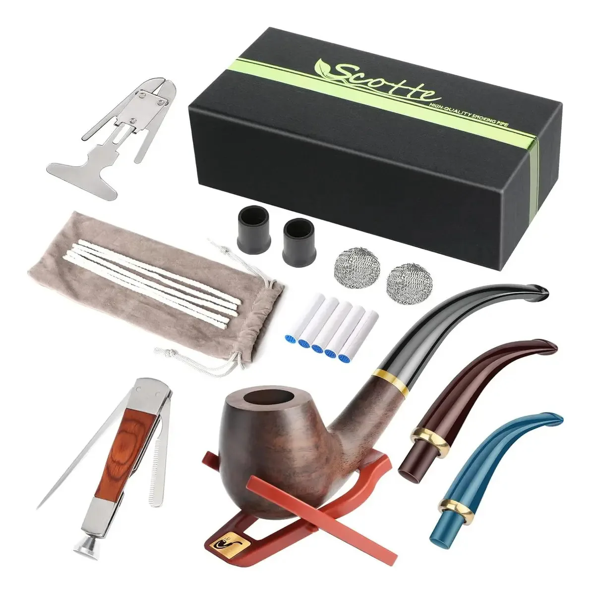 Kit de tubos de madeira Scotte com acessórios em caixa