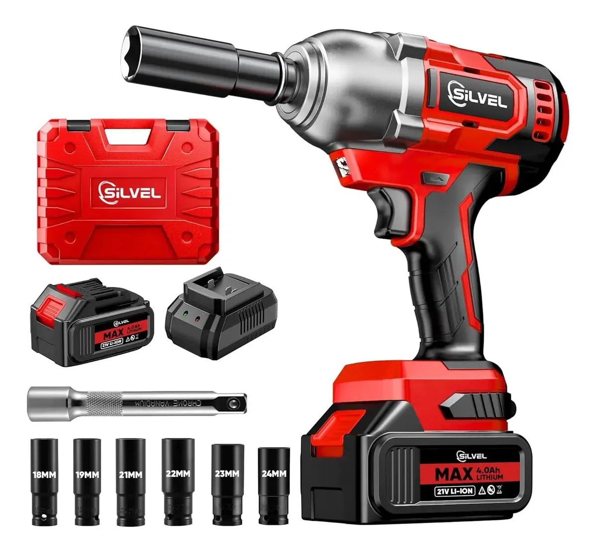 Chave de impacto sem fio Silvel 650nm 3300rpm 4.0ah