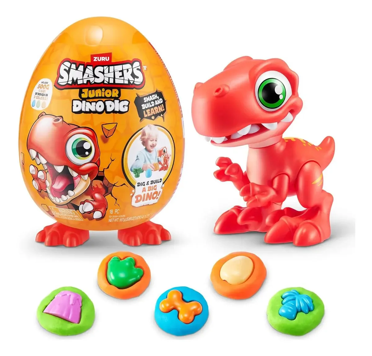 Brinquedo 3 Smashers Junior Dino Dig Raptor Egg 500g