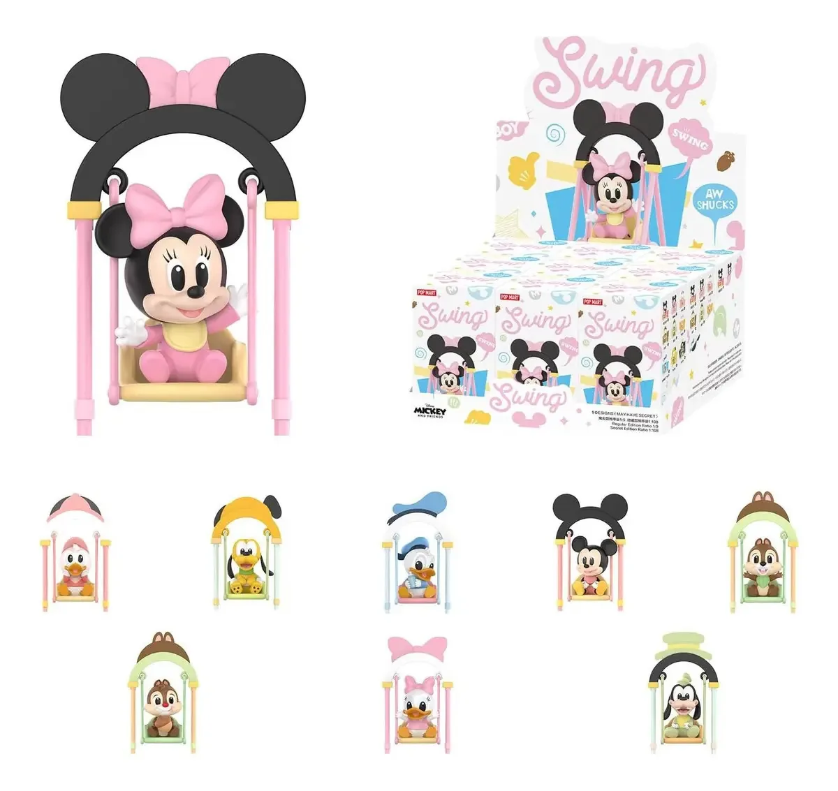 Bonecos Disney Pop Mart Swing - Conjunto completo de 9 bonecos