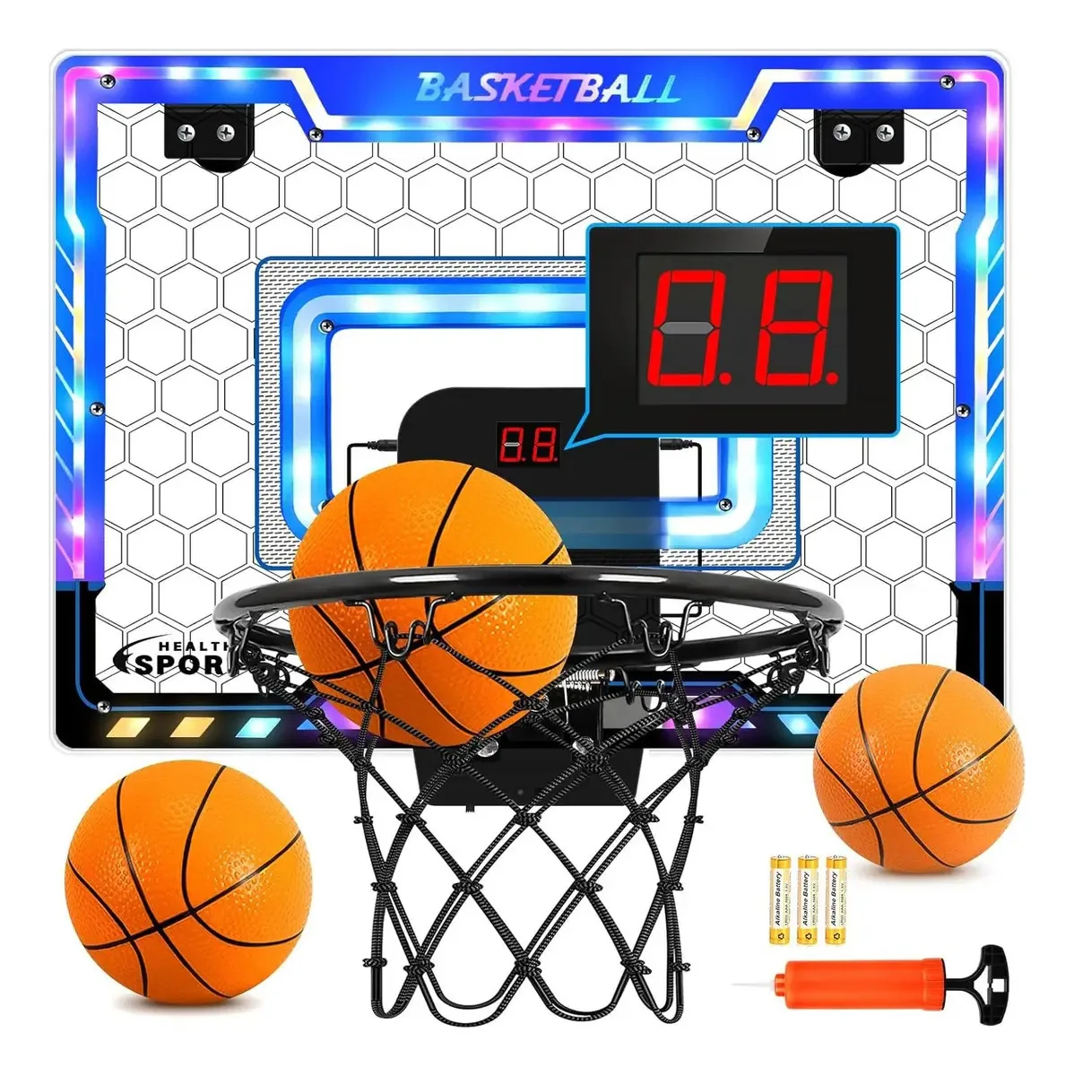 Cesta de basquete de porta dobrável Aokesi Mini LED