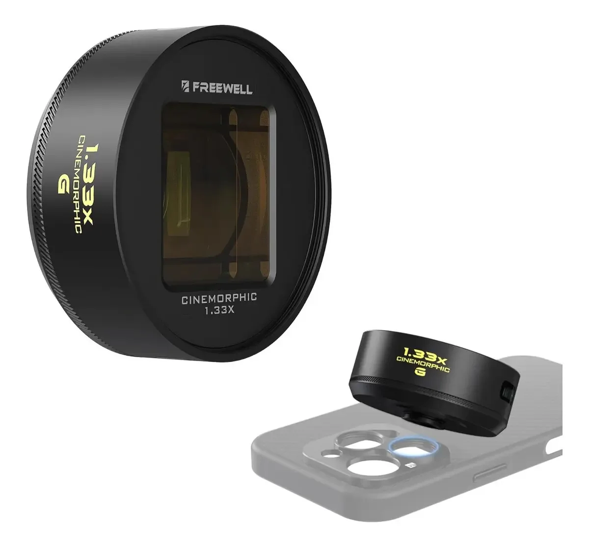 Lente anamórfica dourada Freewell 17mm 1.33x para smartphone