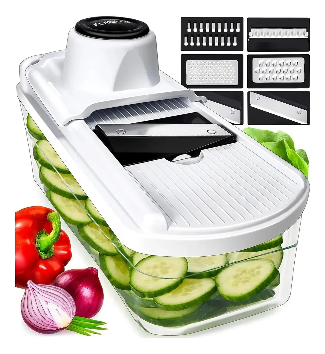 Cortador de bandolim Fullstar 7 em 1 em aço inoxidável branco