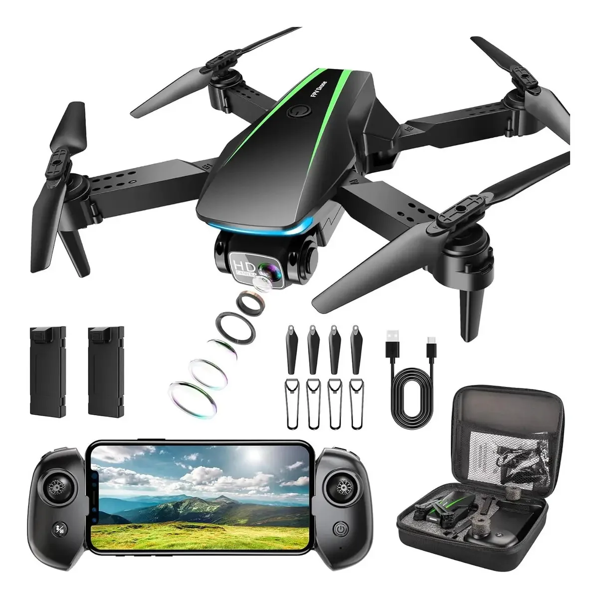 Mini drone Oddire com câmera 1080p e estabilização