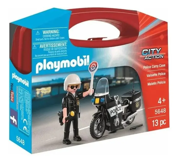 Caso policial Playmobil 5648 com motocicleta e