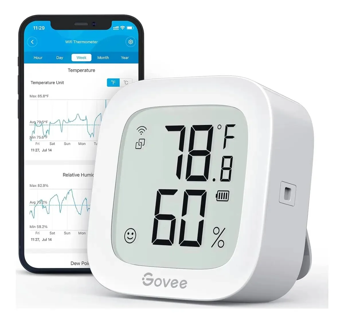 Sensor digital de termômetro e higrômetro Wi-Fi Govee H5103