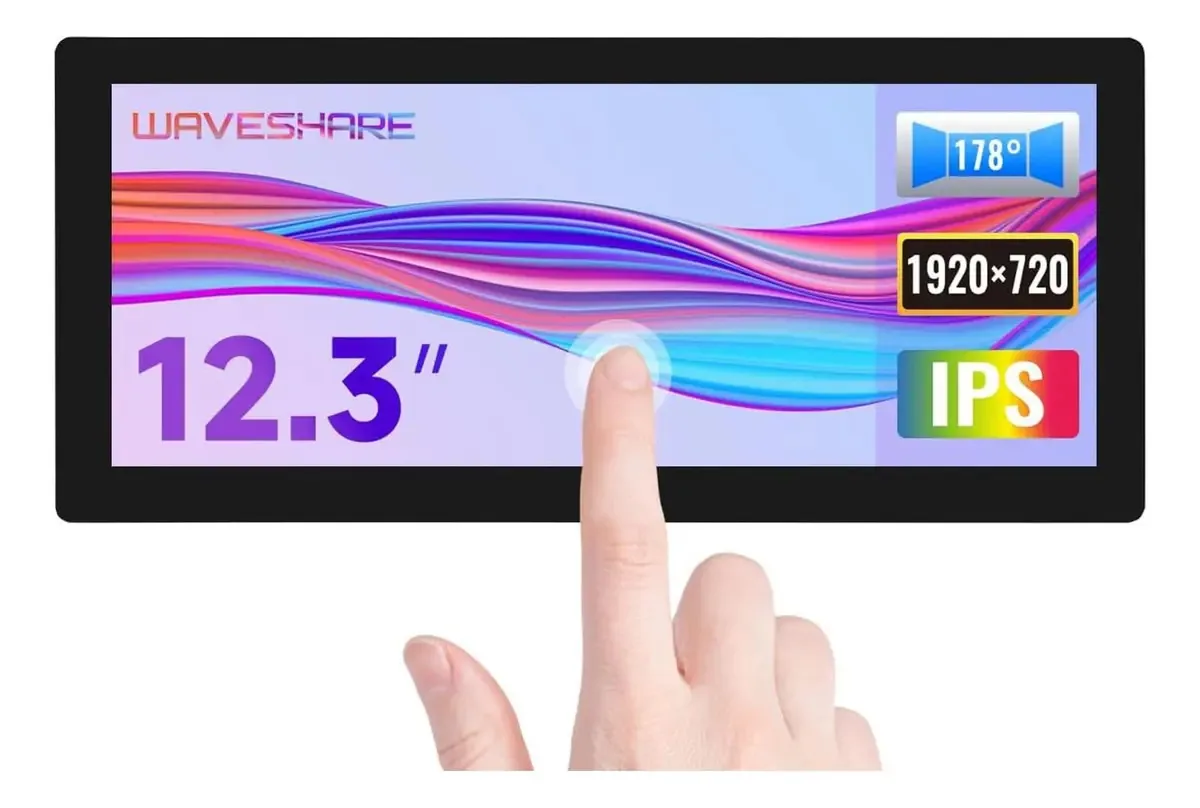 Ecrã LCD tátil HDMI 12.3 Waveshare 1920x720