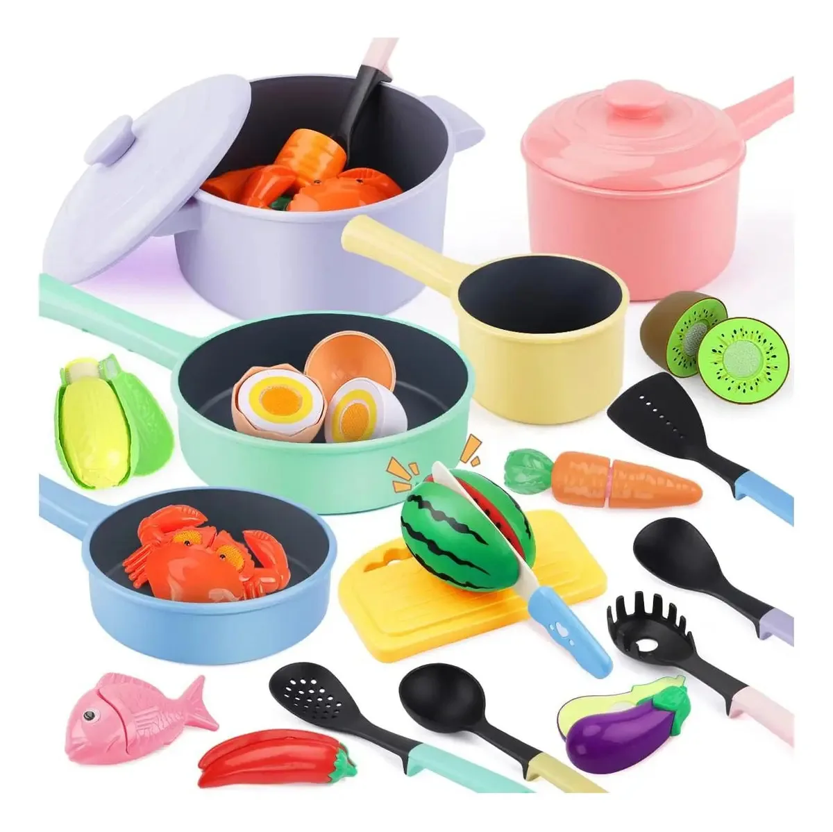 Conjunto de cozinha Gilobaby Pink Toy com utensílios