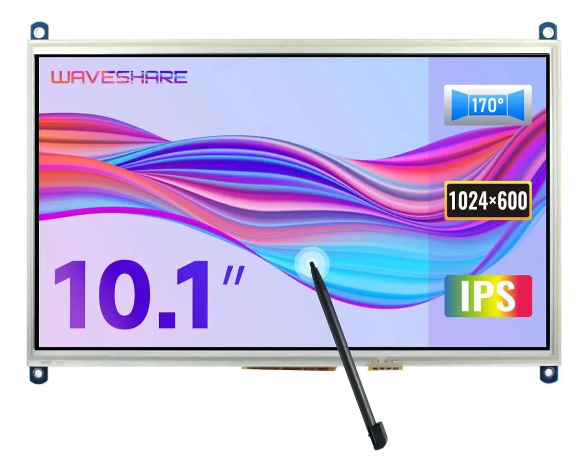 Ecrã LCD tátil Waveshare 1024x600 Hdmi 10.1
