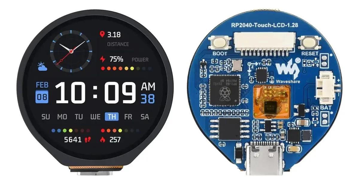 1.28 Tela de toque capacitiva Waveshare Rp2040 240x240