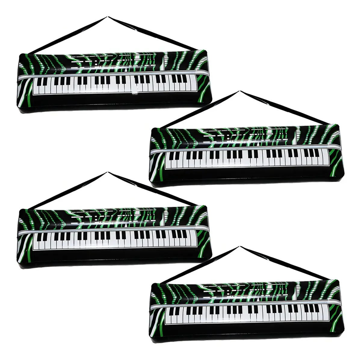 Teclado de 10 instrumentos infláveis, piano de festa preto de 60 cm