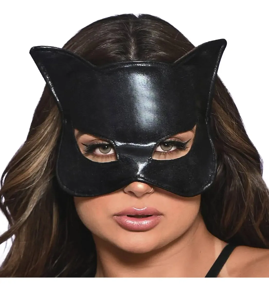 Máscara De Gata Em Vínil E Courino Preto