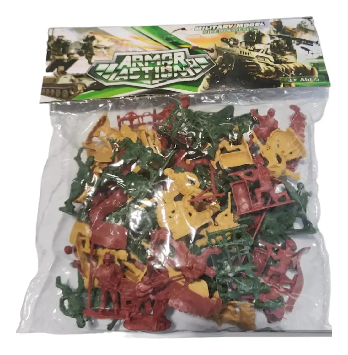 Plastic Soldiers Battle Army War Weapons 3 cores, cor verde, café, creme