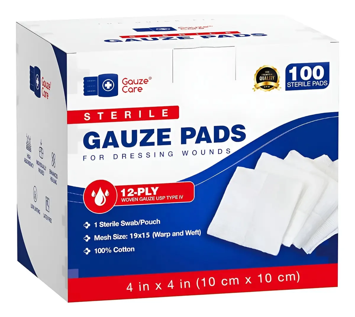 Compressas de Gaze Estéreis 100% Algodão para Feridas
