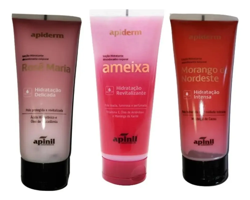 Kit 3 Loções Hidratantes Corporais 190g Apiderm Apinil