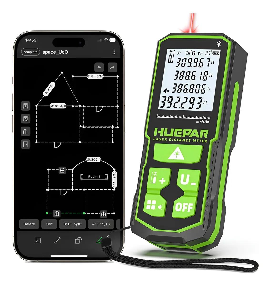 Medidor de distância a laser Bluetooth Huepar S120-bt 120m