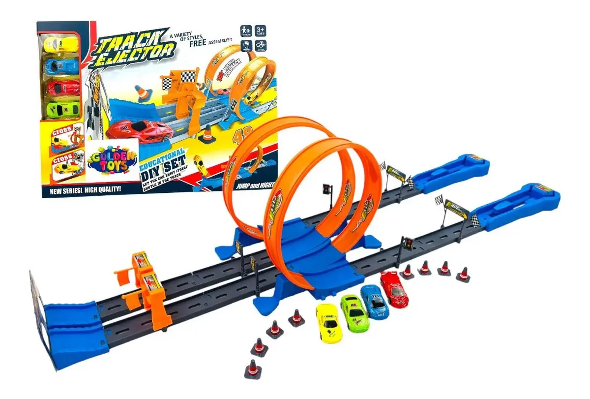 Brinquedo laranja de carros de corrida para crianças