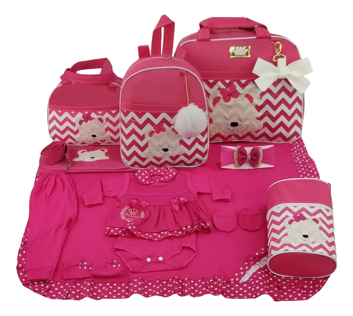 Kit Bolsa Maternidade 5 Urso Pink