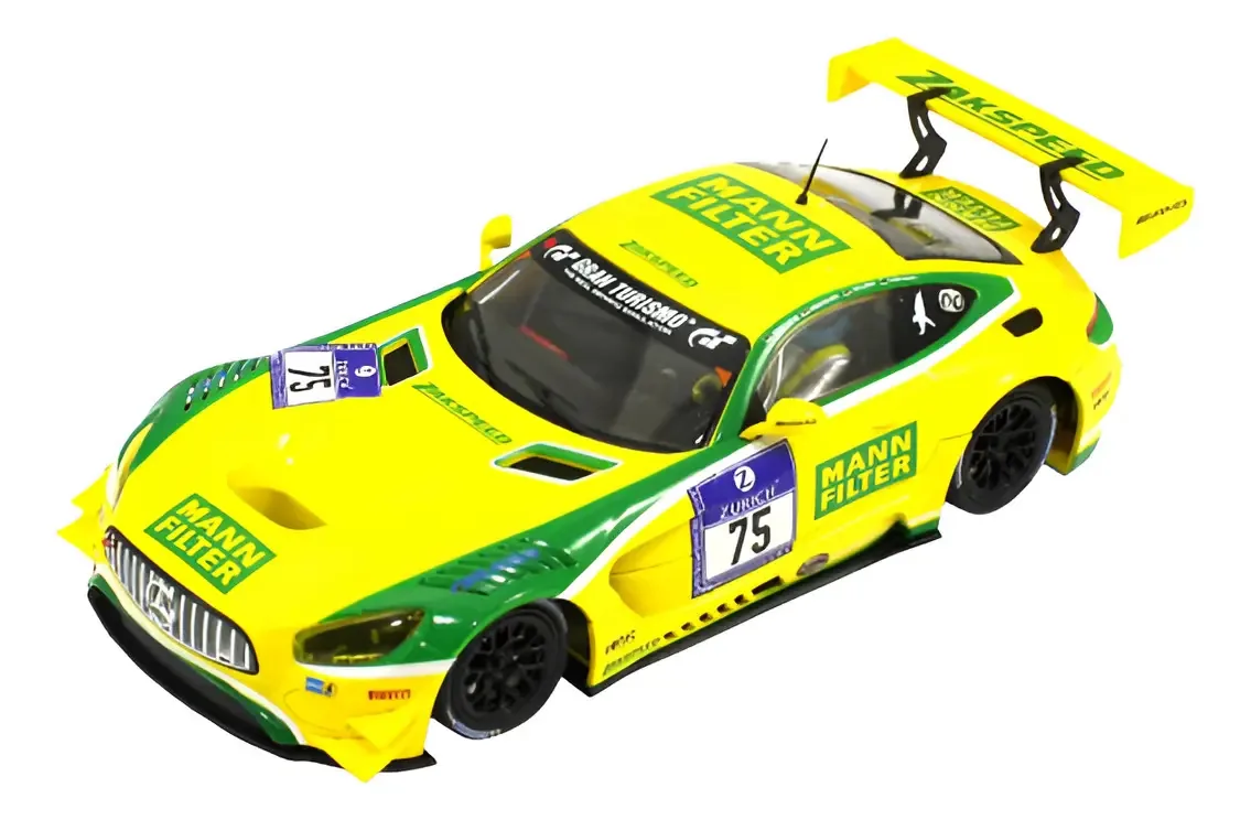 Carro de alto desempenho Scaleauto Mercedes Amg Número 73, cor branca