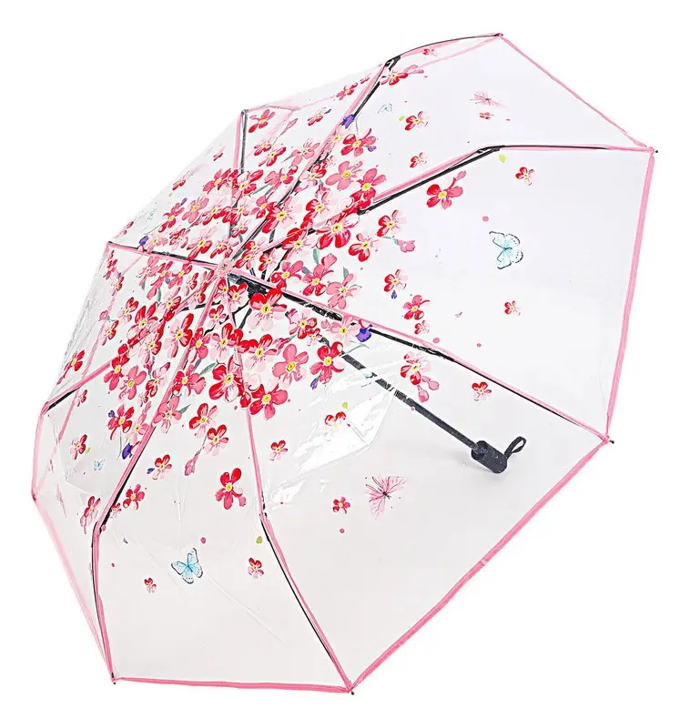 Guarda-chuva transparente Guarda-chuva rosa transparente