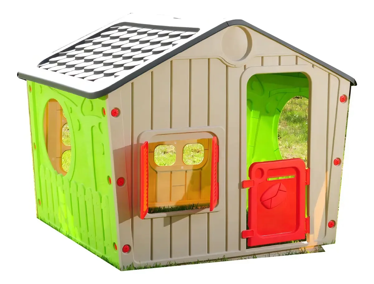 Starplay Casita Grande 2 para crianças em plástico 140x115x108 em caixa verde e cinza