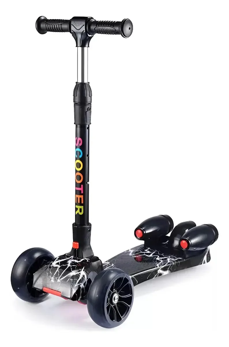 Scooter com fumaça e luzes LED: skate infantil, cor Bluetooth, preto, preto, branco, raios