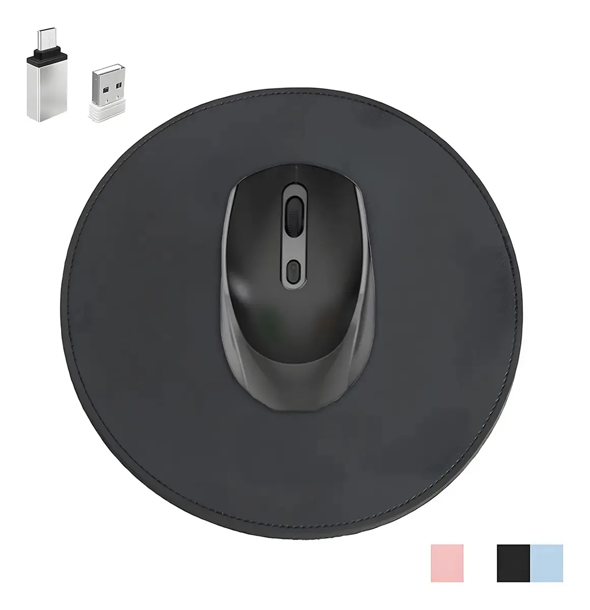 Mouse sem fio portátil com mouse pad 2.4G para Mac Mouse, computador ergonômico, mouse preto, com mouse pad