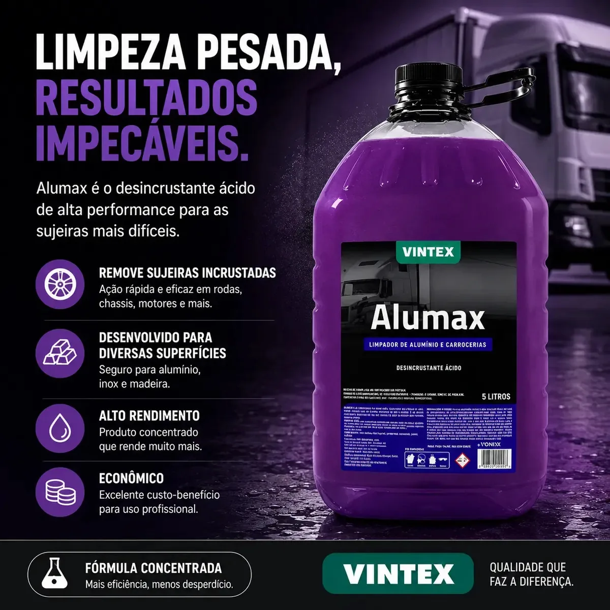 Alumax 5l Vintex - Limpados de caçambas e superfícies metálicas
