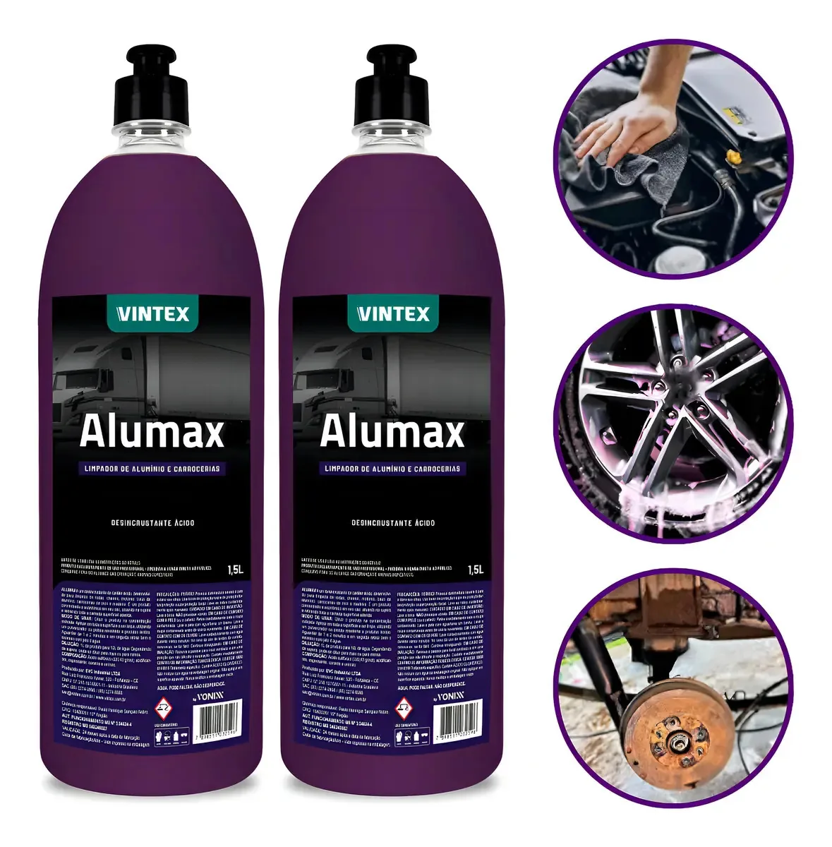 2 Alumax Vintex 1,5l Limpeza Rodas Chassis Motores Carroceri