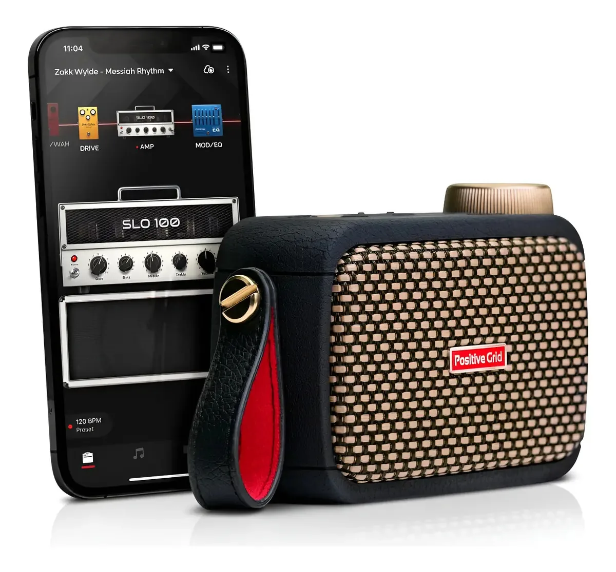 Amplificador de guitarra portátil com efeitos e Bluetooth preto