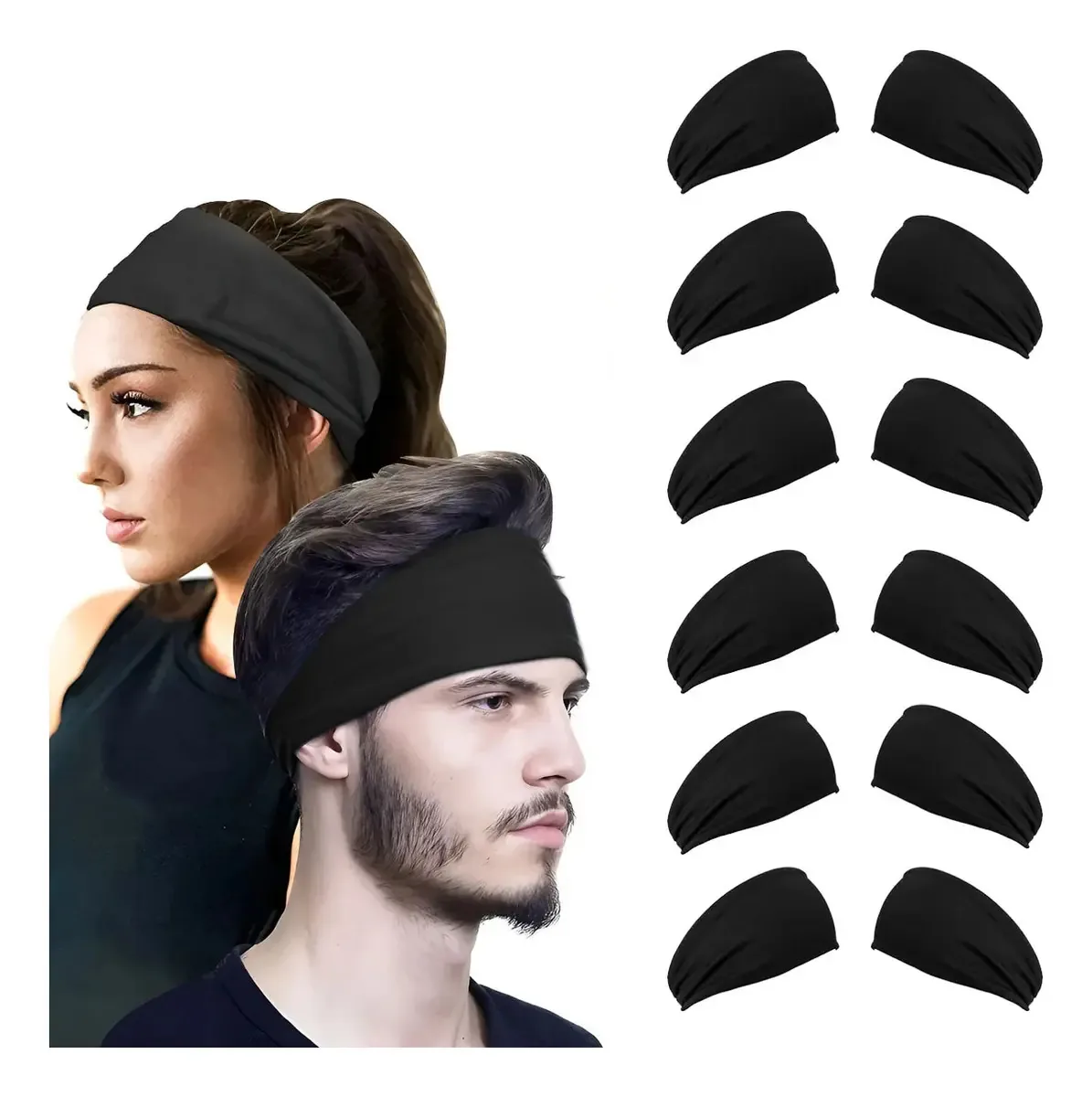 12 faixas esportivas, faixa de cabeça, cabelo absorve o suor