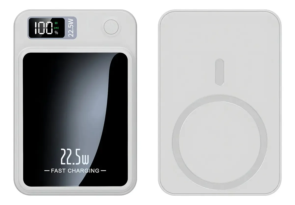 Energia Portátil Desem Fio Carregador Por Indução Power Bank Cor Branco