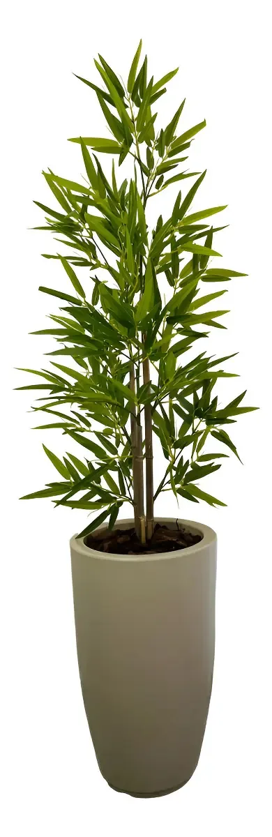 Arranjo Bamboo Rtificial Toque Real Com Vaso Coluna 1,60cm